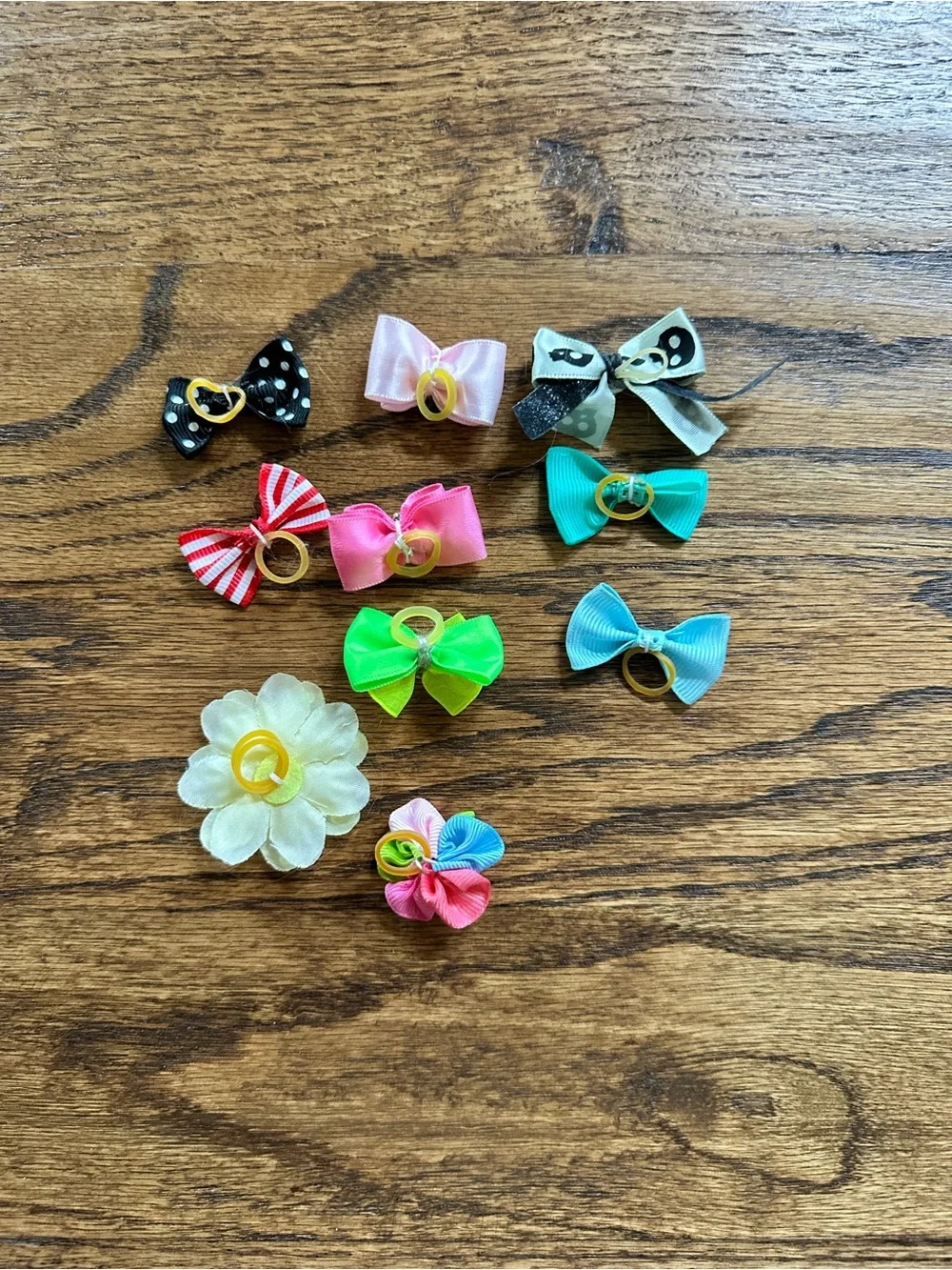10 Assorted Bow Hair Cute topknot/ponytails - Multicolor